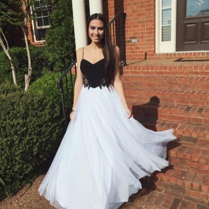 Square Neck Long Prom Dress With Spaghetti Straps on Luulla