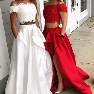 Elegant Two Pieces Off The Shoulder Prom Dresses,Long Prom Dresses,Green Prom Dresses, Evening Dress Prom Gowns, Formal Women Dress,Prom Dress,C681