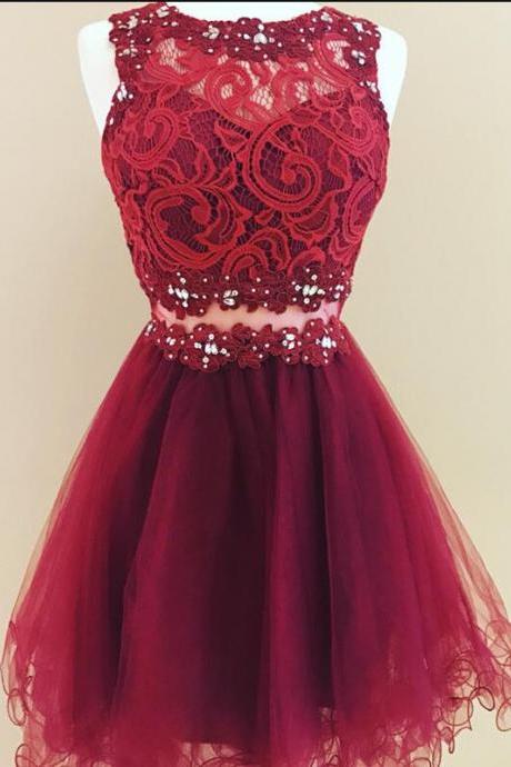Lace Organza A-Line O-Neck Homecoming Dresses,Short Prom Dresses,Cheap Homecoming Dresses, Graduation Dress, Formal Women Dress,Homecoming Dress,Z448