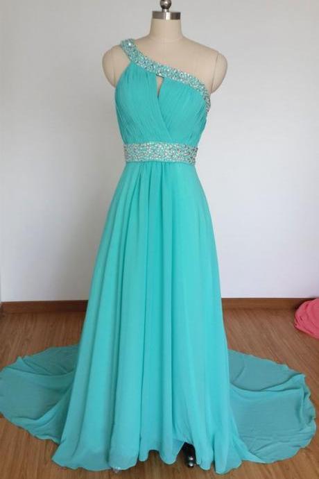 One Shoulder Beading A-Line Prom Dresses,Long Prom Dresses,Cheap Prom Dresses, Evening Dress Prom Gowns, Formal Women Dress,Prom Dress,C126