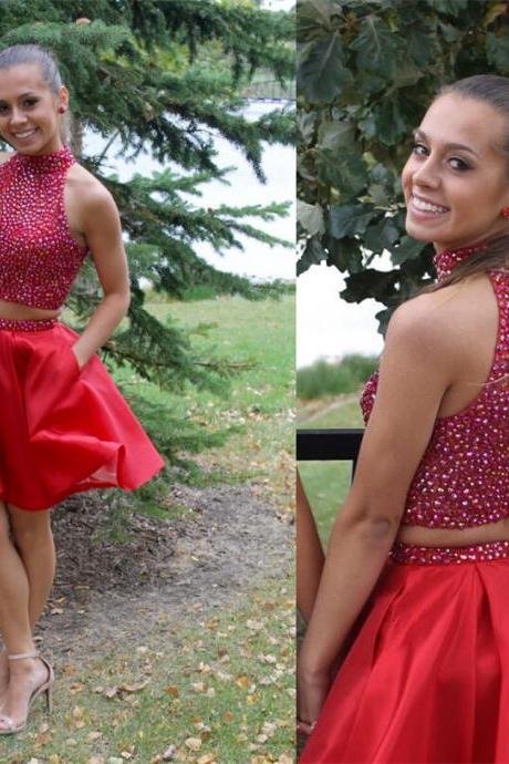 O-Neck Two Pieces Homecoming Dresses,Short Prom Dresses,Cheap Homecoming Dresses, Graduation Dress, Formal Women Dress,Homecoming Dress,C377