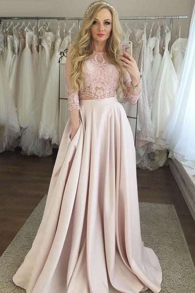 Charming Two Pieces Two Pieces Prom Dresses,long Prom Dresses,green ...