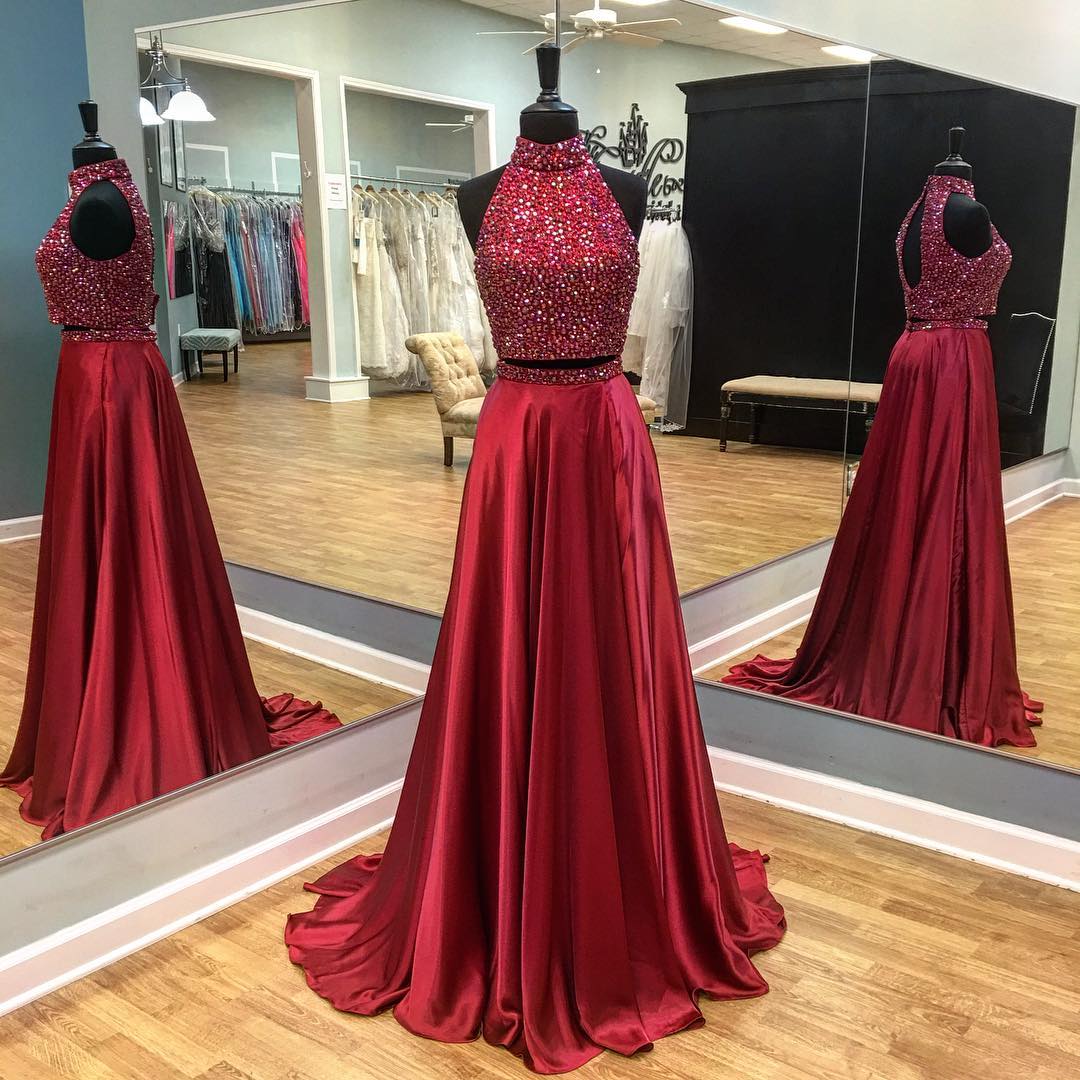 High Neck 2 Pieces Prom Homecoming Dress main image 1